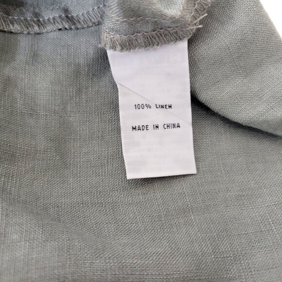 Foil 100% Linen Olive Green Knee Length Dress With Fringe Trim Women's Size 10 - Picture 6 of 6